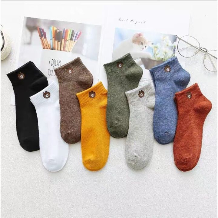 Xiaomi YouPin พร้อมส่ง!!!(แพ็ค10คู่10สี แถมถุงหมี)ถุงเท้าข้อสั้นผู้หญิง ...