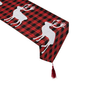 Christmas Snowman Yarn-Dyed Table Runner Xmas Tablecloth Holiday Decor
