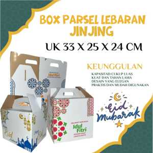 BOX / KARDUS  PARSEL LEBARAN JINJING UKURAN 33 X 25 X 24MM TEBAL 3MM MOTIF ISI 20PCS
