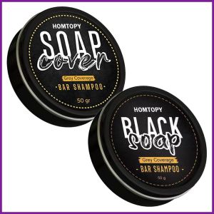 SOAP BAR SHAMPOO Homtopy Black Soap Mens Grey Coverage Bar Shampoo Hair Darkening Black Soap for Grey Hair Cover Up