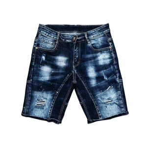 Quần short jean nam xanh rách vá da phong cách xu hướng 2024 vải jean dày mềm kiểu dáng trẻ trung đúng form giá tốt