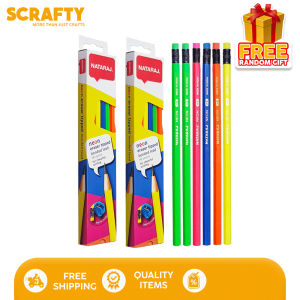 Scrafty 24 Pcs Neon Pencils Nataraj Glow Pens Lapis At Pambura Writing Lead & Graphite Pencil.