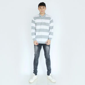Noveli wear - Kaos Polo Stripe Salur Engineering Lengan Panjang 7882