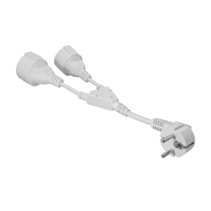 16A European 4.8MM Plug Power Extension Cord Double Sockets Splitter 0.3Meters Coppered Wiring