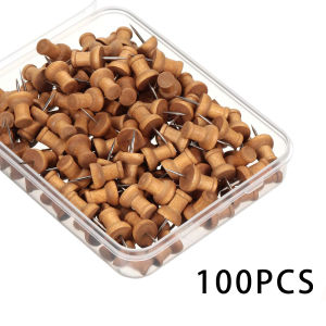 100PCS Wooden Push Pins With Storage Box Painting Tool Map Markers Thumbtack Pins For Bulletin Boards Cork Boards