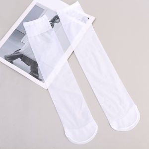 【Free Shipping】ถุงน่องเซ็กซี่สีดำสีขาวสำหรับผู้หญิงถุงน่องบางโปร่งแสงสำหรับฤดูใบไม้ผลิฤดูร้อนถุงเท้ายาวถึงเข่า