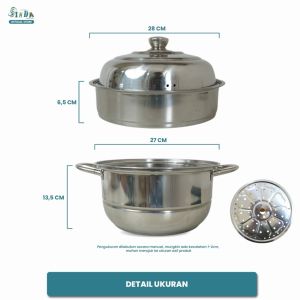 PANCI STAINLESS TEBAL Panci Tinggi Stokpot Aladin Stainless Steel Tebal Pot Set Alladin Dandang Stockpot Steamer Kukusan serbaguna