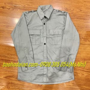 Áo bảo vệ màu xám tay dài vải kaki 65/35 thấm hút mồ hôi