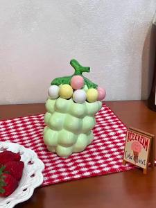 Sacesr Cute Ceramic Grape Fruit Fork Set Home Kitchen Stainless Steel Dessert Forks Storage Jar Fruits Insertion Safety Forks Toothpick 5B9Z4