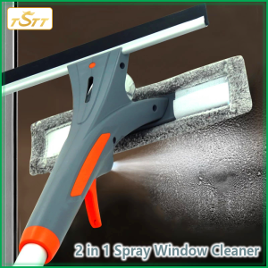 2 in 1 Spray Window Cleaner Long Handle Glass Wiper Window Washer Kitchen Cleaning Tools Microfiber Cloth For Washing Windows Glass Cleaning Brush