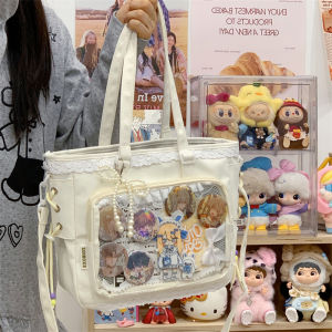 Japanese-style college girl crossbody bag large-capacity transparent shoulder bag large-capacity lace ita bag