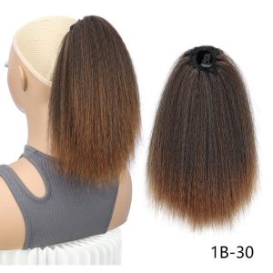 NBANLIKE 10 inch Tóc giả đuôi ngựa thẳng ngắn Yaki Tổng hợp Kẹp vào Tóc giả buộc dây rút Phụ kiện tóc Tóc nối Tóc đuôi ngựa dày và bồng bềnh Dành cho phụ nữ da đen