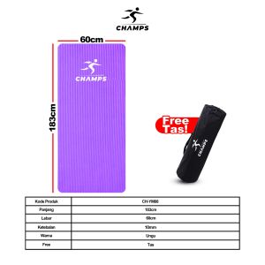 CHAMPS Matras Olahraga 10mm Matras Yoga FREE TAS Alat Olahraga Untuk di Rumah