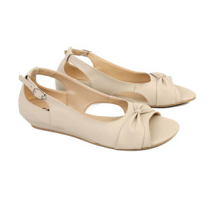 Sandal Flat Kasual Wanita Krem | Sandal Selop Wanita Dewasa Remaja Terbaru Korea Style Kekinian Murah Berkualitas CLS 094
