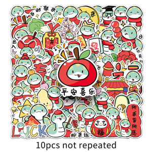 50PCS Original Stick Figure Spring Festival Snake Sticker artoon Cute Creative National Style Animal Decoration Hand Ledger Water Cup Skateboard Suitcase Waterproof Sticker