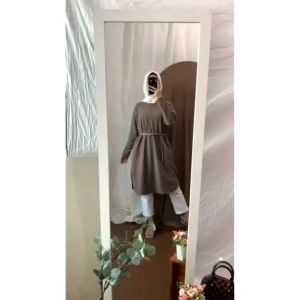 Basic Tunik Wanita Rib Knit Rajut Saku Tebal Premium