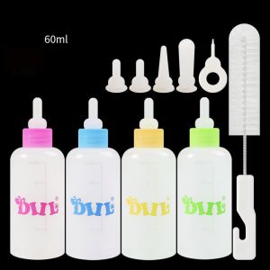 AINACHU Hot Sell 1 Set 60ml Dog Kitten Feeding Bottle Nursing Bottle Pet Supplies with Cleaning Brush Kit