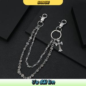 SHNGki Cá Tính Ví Chuỗi Punk Hip Hop Rock Quần Chuỗi Kim Loại Chữ Thập Người Đàn Ông Phụ Nữ Túi Đính Mặt Dây Chuyền