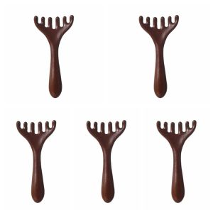 ESH63 5Pcs Scalp Relax Meridian Massage Comb Blood Circulation Sandalwood Sandalwood Hair Comb Acupoint Massager Anti-static Scalp Meridian Massager Women