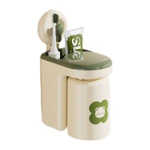 สไตล์หรูหราโดยไม่ต้องเจาะติดผนังที่ใส่ถ้วยแปรงสีฟันสะดวกสำหรับองค์กรในห้องน้ำใช้ในทุกวัน