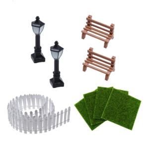 9Pieces Artificial Grass Miniature Garden Decorations Miniature Garden Accessories Decor Set for Dollhouse Garden