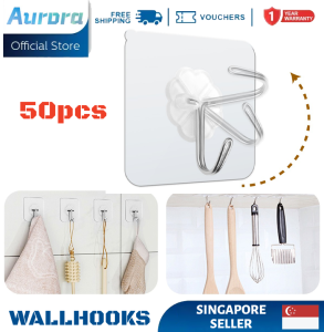 50Pcs Transparent Magic Wall Hooks Strong Adhesive No Drill Holder for Bathroom Kitchen Home Storage Heavy Duty Hanging