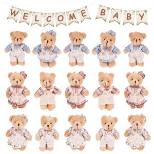 12-48PCS Mini Bear Stuffed Animal Toys Bulk 10cm Soft Plush Bears with Burlap Clothes for Baby Shower Birthday Party Decoration2026
