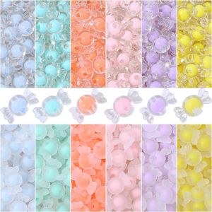 50Pcs 17x9mm Acrylic AB Color Spacer Beads Lovely Candy Shape Loose Beads For DIY Bracelets Jewelry Making Supplies Accessories