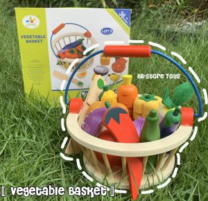 BB-STORE 🥦 ชุดตะกร้าหั่นผัก + ตะกร้า ของเล่นไม้ ของเล่นเด็ก ของเล่นเสริมพัฒนาการ