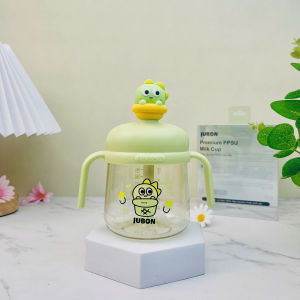 Bình nước JUBON PPSU HÌNH THÚ có vạch chia ml kèm ống hút silicon cho bé 280ml/380ml