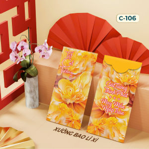 Combo 20 Bao Lì Xì Tết 2026 Bính Ngọ Họa Tiết 3D Mẫu HOA LÁ Được Chọn Mẫu Bao Lì Xì Mừng Tuối Mừng Thọ Sang Trọng