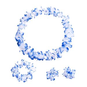 PETIYOUZA 4pcs/set สีสันสดใส ชายหาด ของตกแต่งงานปาร์ตี้ พวงมาลัยคาดศีรษะ ตกแต่งงานแต่งงาน สร้อยคอดอกไม้ฮาวาย สายรัดข้อมือ