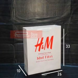 Paper bag HNM Lebaran putih Medium 2 sisi 33 x 26 x 12 cm