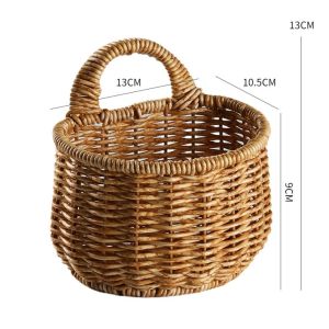 PHANT Hand Woven No Hole Fruit Vegetable Punching Scallion Ginger Garlic Home Decor Wall Hanging Kitchen Utensil Storage Basket Wedding Flower Basket