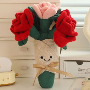 JOJO CASTLE Apricot Lamb 28/50cm Rose Bouquets ValentineS Day Gifts Plush Doll Rose Engagement Home Decorations Holding Flowers Pet Cat Toy