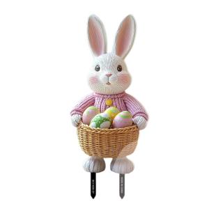Colorful PVC Rabbit Eggs Ground Stake Easters Ornament Festival Garden Accessory Handmade Seasonal Yard Decoration