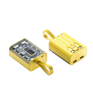 SG [In Stock]🔥Mini Power Bank 20000MAH Transparent Power bank Built-in 3 CablesPowerBank Fast Charging Dual USB Portable power bank