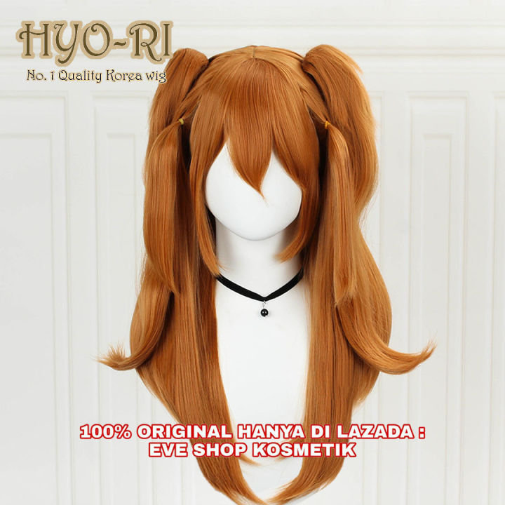READY STOCK STYLED - RAMBUT PALSU FULL WIG ASUKA LANGLEY SOHRYU WIG ASUKA LANGLEY SORYU WIG COSPLAY ANIME NEON GENESIS EVANGELION WIG WANITA PANJANG LURUS CURLY ORANGE PONI DEPAN TWINTAIL DOUBLE PONYTAIL
