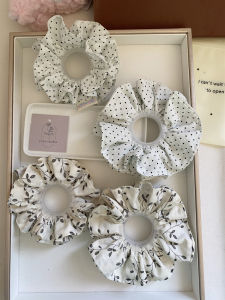 hair accessories handmade hair tie for women fashion white floral pony holder double layer scrunchies