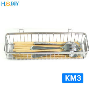 Khay đựng đũa muỗng có 2 móc treo inox 304 Hobby Home Decor KM