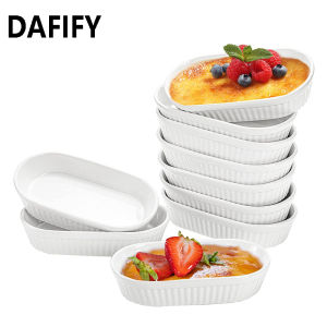 DAFIFY 4pcs Porcelain Non-Stick Creme Brulee Bakeware Dishes Ramekins for Baking Dessert Souffle Dishes Pan Dish Ceramic Tableware Set