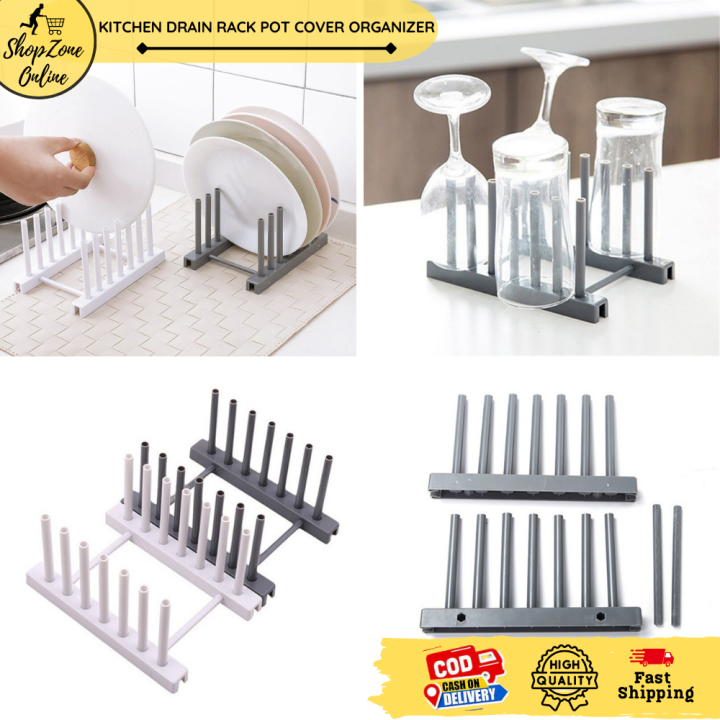 Pot Draining Rack Drain Rack Dish Rack Organizer Pot Cover Pot Lid Rack Stainless Steel ...