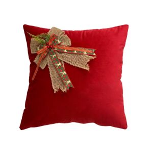 BEBA Cute Christmas Cushion Cover Polyester Fiber Square Bow Pillow Covers Creative Comfortable Sofa Pillowcases Festive