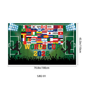 Hantar dari gudang tempatanNew fan flag 2026 World Cup Event Flag Football Match Party Decoration Banner Backdrop Curtain