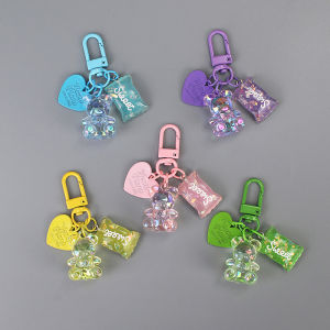 Cartoon Bling Heart Bear Animal Candy Keychain Key Ring For Friend Lovers Cute Creative Bag Car Earphone Box Key Accessories h260729