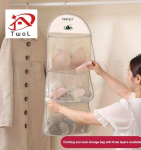 TWOL SHOP 1pcs Large Capacity Panda Net Underwear Storage Bag Space-saving Multi-layer Storage Mesh Bags Home Wardrobe Hangable Storage Supplies