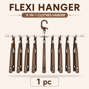 Flexi Hanger Multi Purpose Clothes Organizer Foldable 9 Slot Closet Hanger for Bedroom Laundry Travel
