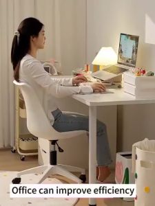 Computer Chair With Wheels PU Cushioned Office Nordic Style Chair Ergonomic Chair Adjustable Office Chair Study Chair