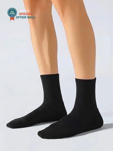 【Special Offer】5 Pairs Men’s Cotton Cushion Crew Socks Anti Odor for Running Football Basketball High Quality Moisture Wicking Breathable Mesh Ventilation Extra Heel Y-Heel Pouch for Comfortable Fit White