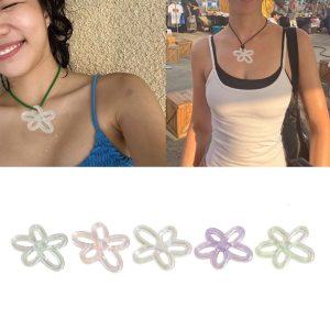 5 Color 24.5mm Irregular Small Flower Charm Pendants for Women DIY Colorful Flower Necklaces Making Findings